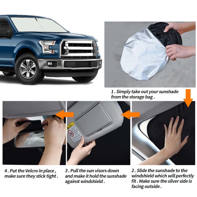 Moricere Upgrade Windshield Sun Shade for Ford F150 2015-2020  Foldable Windshield Sun Visor Blocks UV Rays - Image 5